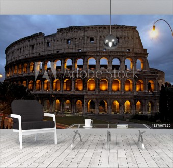 Picture of The famous Colosseum Colosseo in Rome at Dusk Italy Europe